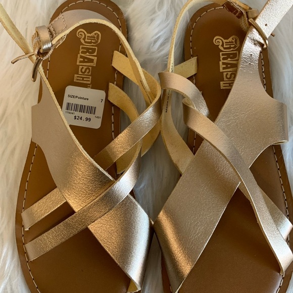 Rasolli Rose gold Sandals Elegant Criss-Cross Design - Picture 2 of 6